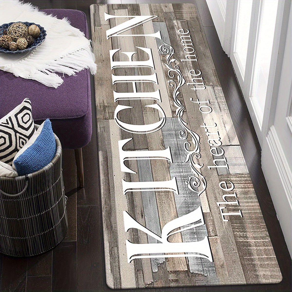 Non-Slip Kitchen Rug with Thick Sponge Padding, Easy to Clean, Durable