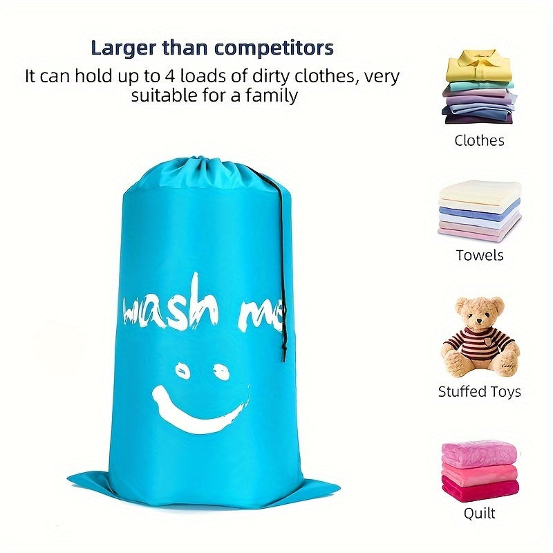 Large Tear-Resistant Laundry Bag with Drawstring and Hooks 60x91 cm