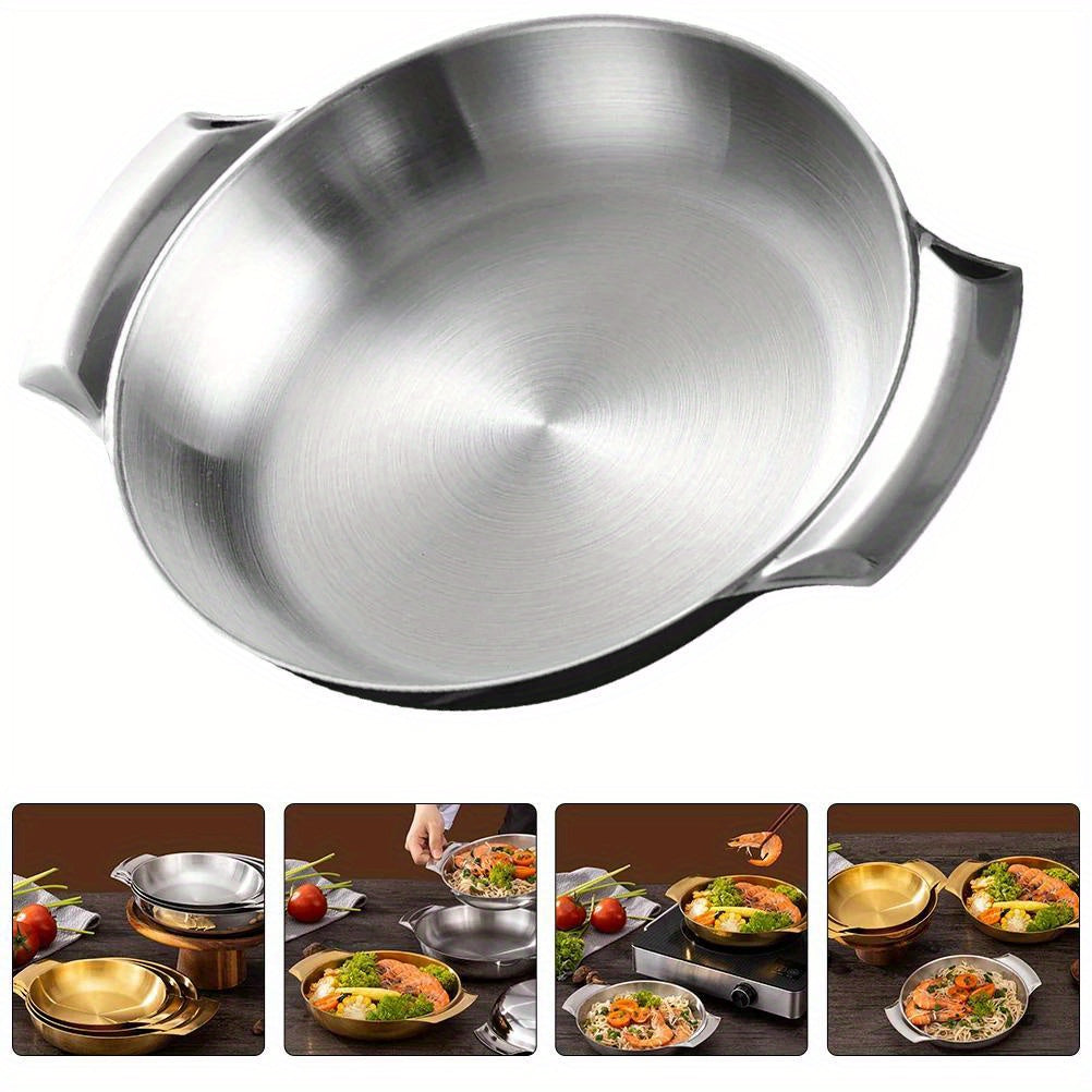 Stainless Steel Cooking Pan with Handles Non-Stick Heat-Resistant for Seafood Hot Pot