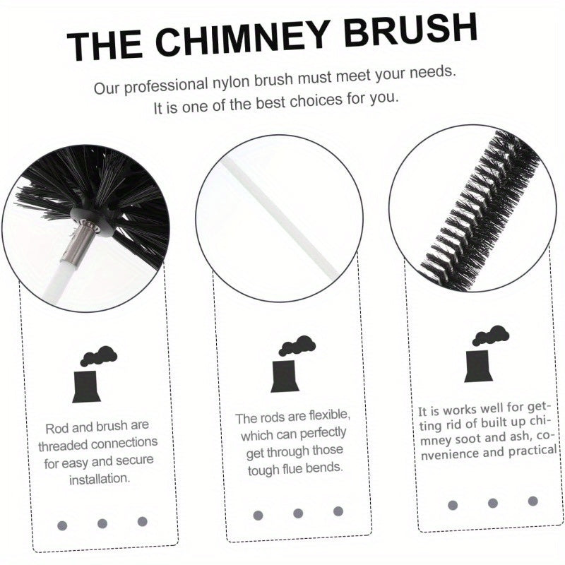 Portativ Chimney Tozalash Cho'tkasi To'plami - Mustahkam Galvanizlangan Temir Sim Cho'tkalar va Qulay Ventilyatsiya va Kanal Tozalash uchun Ergonomik Plastik Tutqichni o'z ichiga oladi - Foydalanish uchun oson tutqich va maxsus funksiyalarni taqdim etadi.