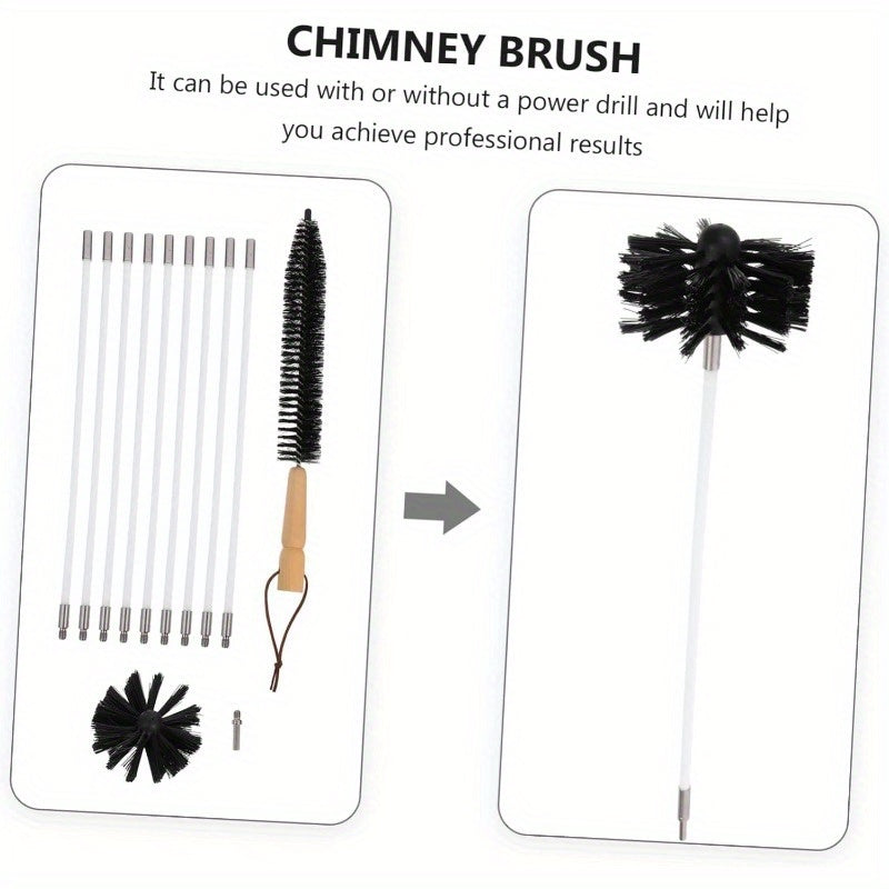 Portativ Chimney Tozalash Cho'tkasi To'plami - Mustahkam Galvanizlangan Temir Sim Cho'tkalar va Qulay Ventilyatsiya va Kanal Tozalash uchun Ergonomik Plastik Tutqichni o'z ichiga oladi - Foydalanish uchun oson tutqich va maxsus funksiyalarni taqdim etadi.