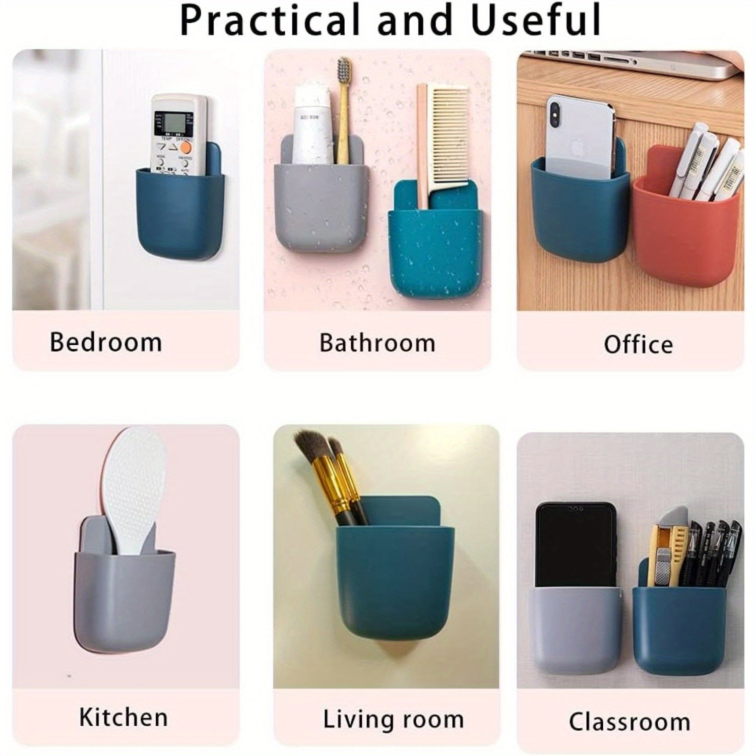 3 ta devorga o'rnatiladigan pult ushlagichlari to'plami, telefon zaryadlash porti bilan - o'rnatish oson, yashash xonasi va yotoqxona uchun xavfsiz saqlash yechimi