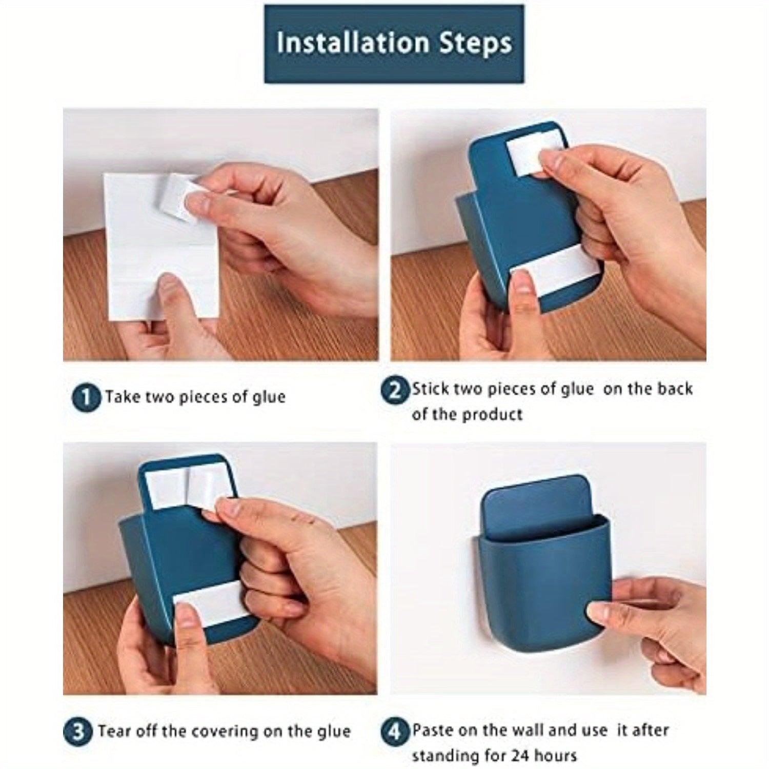 3 ta devorga o'rnatiladigan pult ushlagichlari to'plami, telefon zaryadlash porti bilan - o'rnatish oson, yashash xonasi va yotoqxona uchun xavfsiz saqlash yechimi