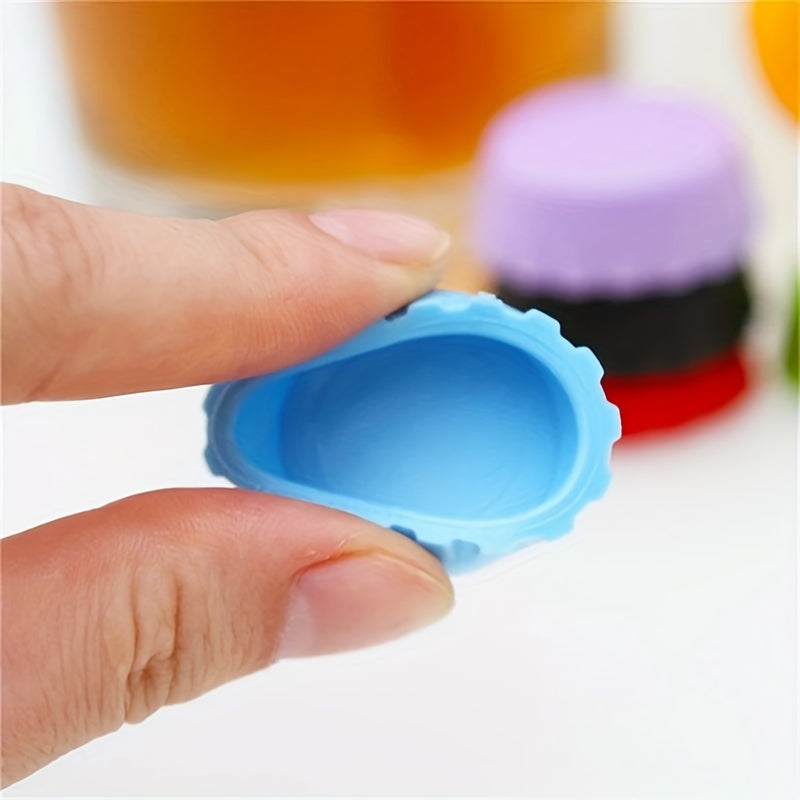Set of 6 Reusable Silicone Bottle Caps for Sealing Beer Wine Beverages