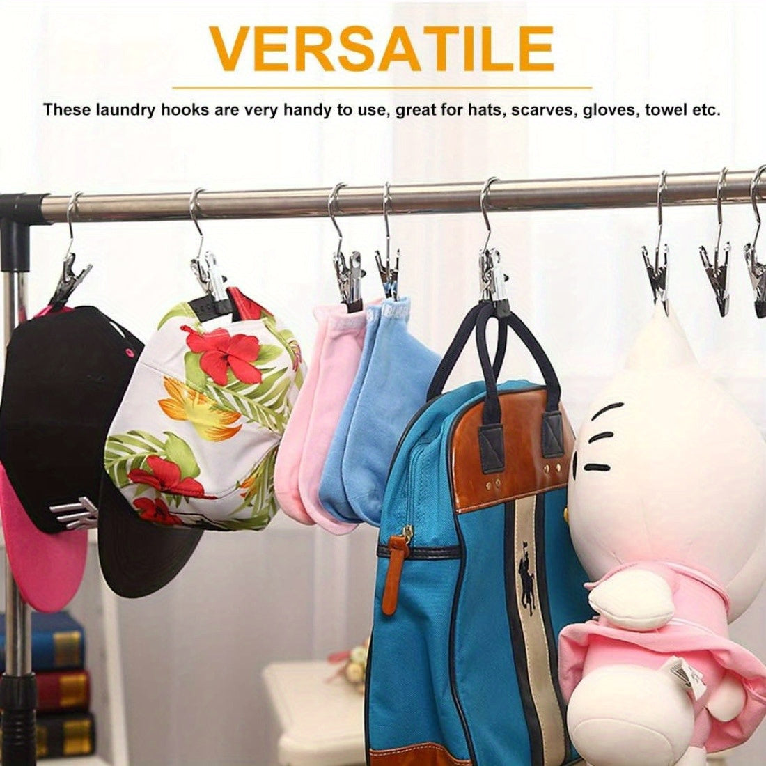 Set of 20 Stainless Steel Laundry Clips with Non-Slip Metal Hangers for Towels Socks Clothes