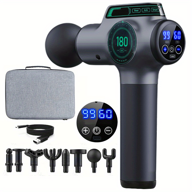 Massage Gun with LCD Display 6 Attachments Rechargeable Deep Tissue Muscle Relaxation