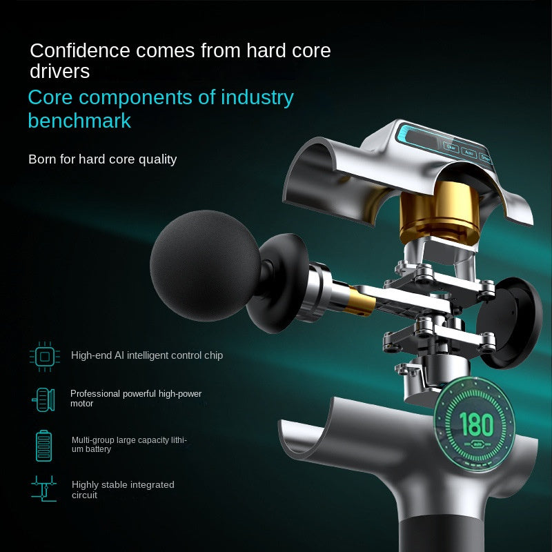 Pistola de masaje con pantalla LCD, 6 accesorios, recargable, relajación muscular profunda