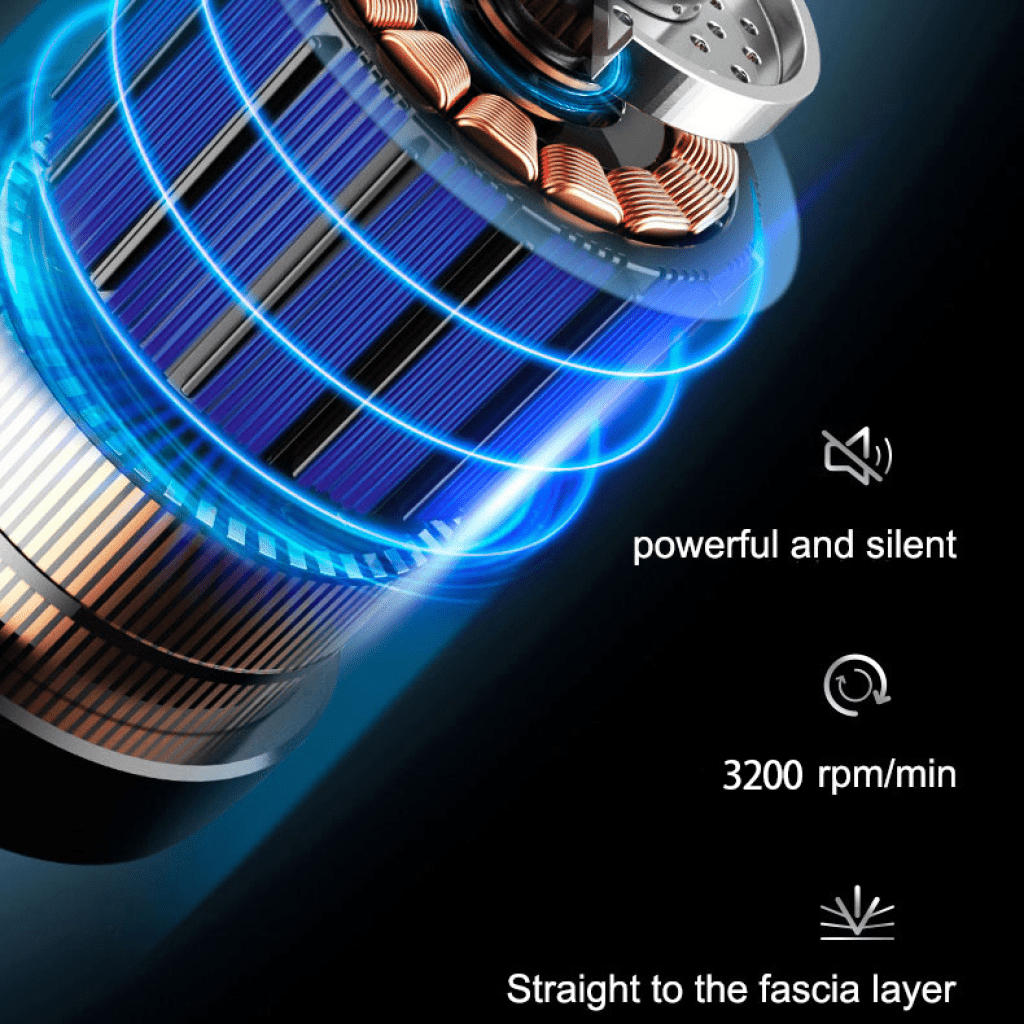 Pistola de masaje con pantalla LCD, 6 accesorios, recargable, relajación muscular profunda