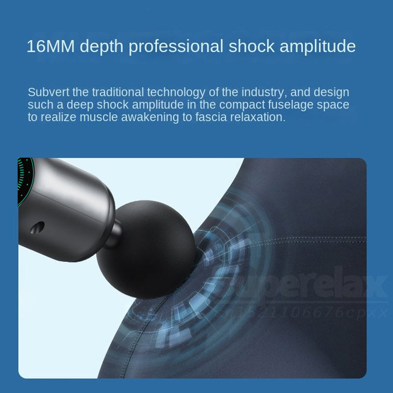 Pistola de masaje con pantalla LCD, 6 accesorios, recargable, relajación muscular profunda