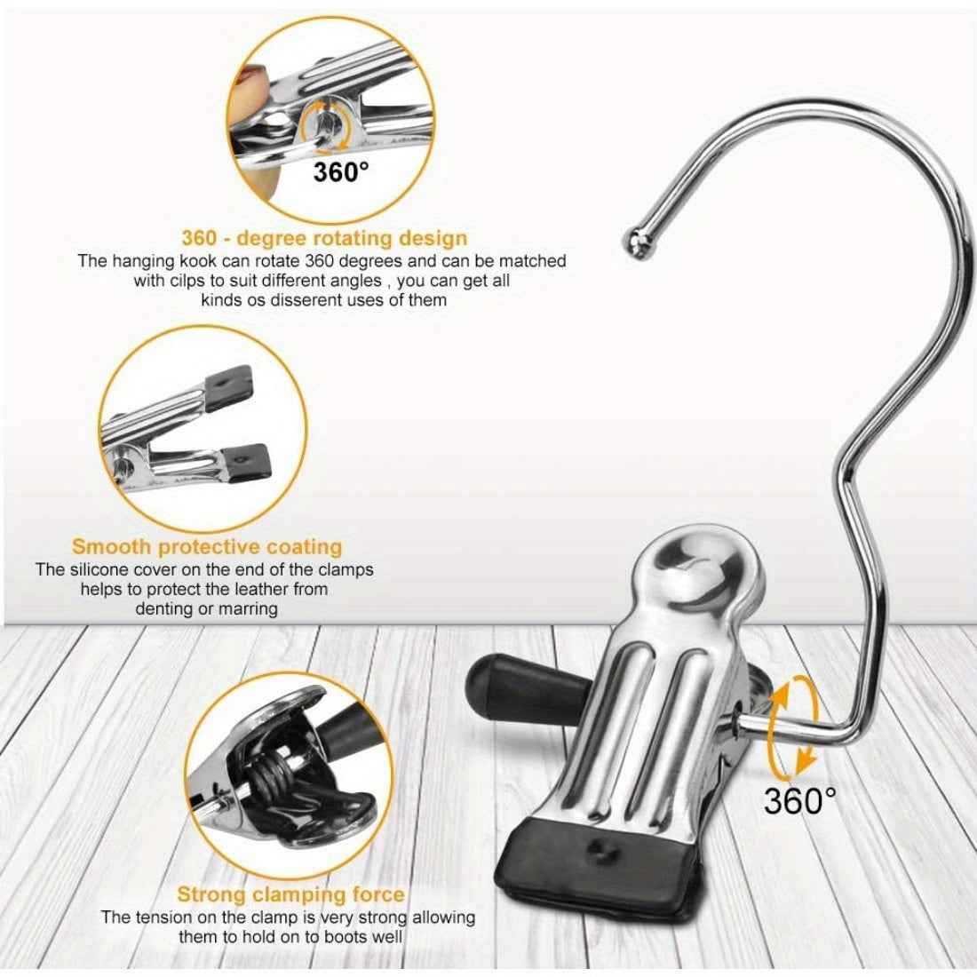 Set of 20 Stainless Steel Laundry Clips with Non-Slip Metal Hangers for Towels Socks Clothes