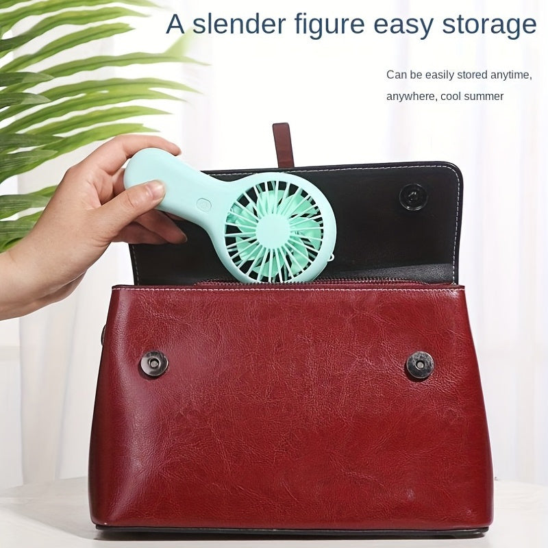 Mini ventilador de mano portátil recargable por USB para viajes, oficina, exteriores y hogar