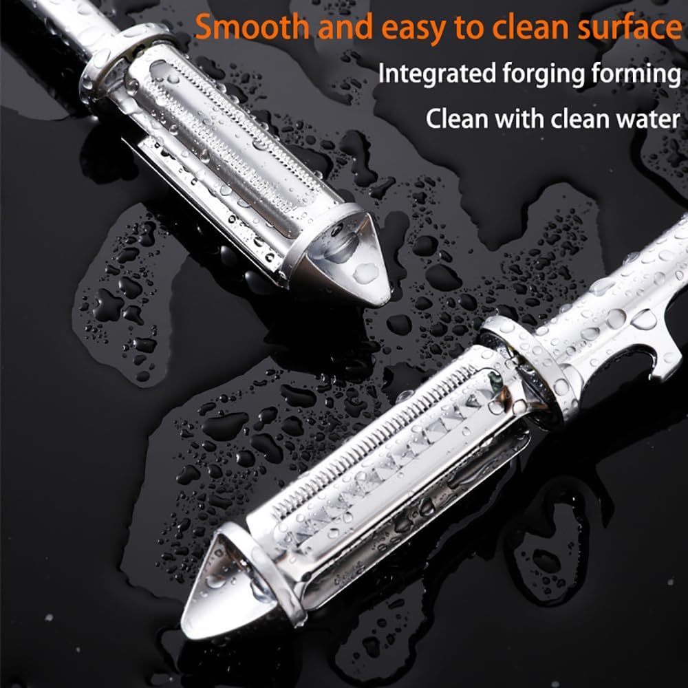 Juego de 2 peladores de acero inoxidable 5 en 1 pelador de verduras y frutas con abrebotellas