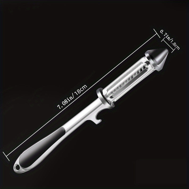 Juego de 2 peladores de acero inoxidable 5 en 1 pelador de verduras y frutas con abrebotellas