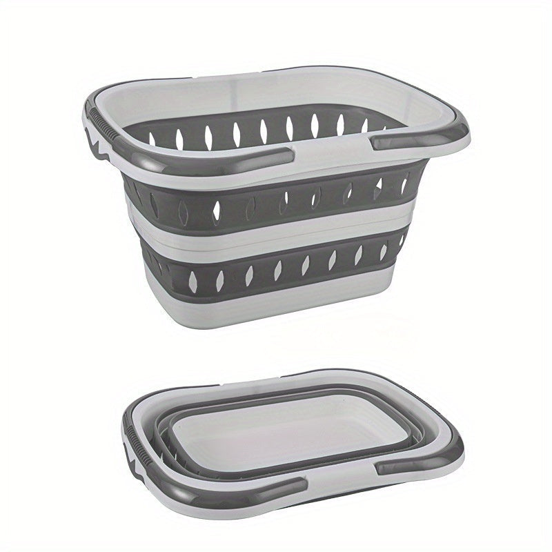 Cesto de ropa rectangular de plástico con asas para almacenamiento en baño y dormitorio