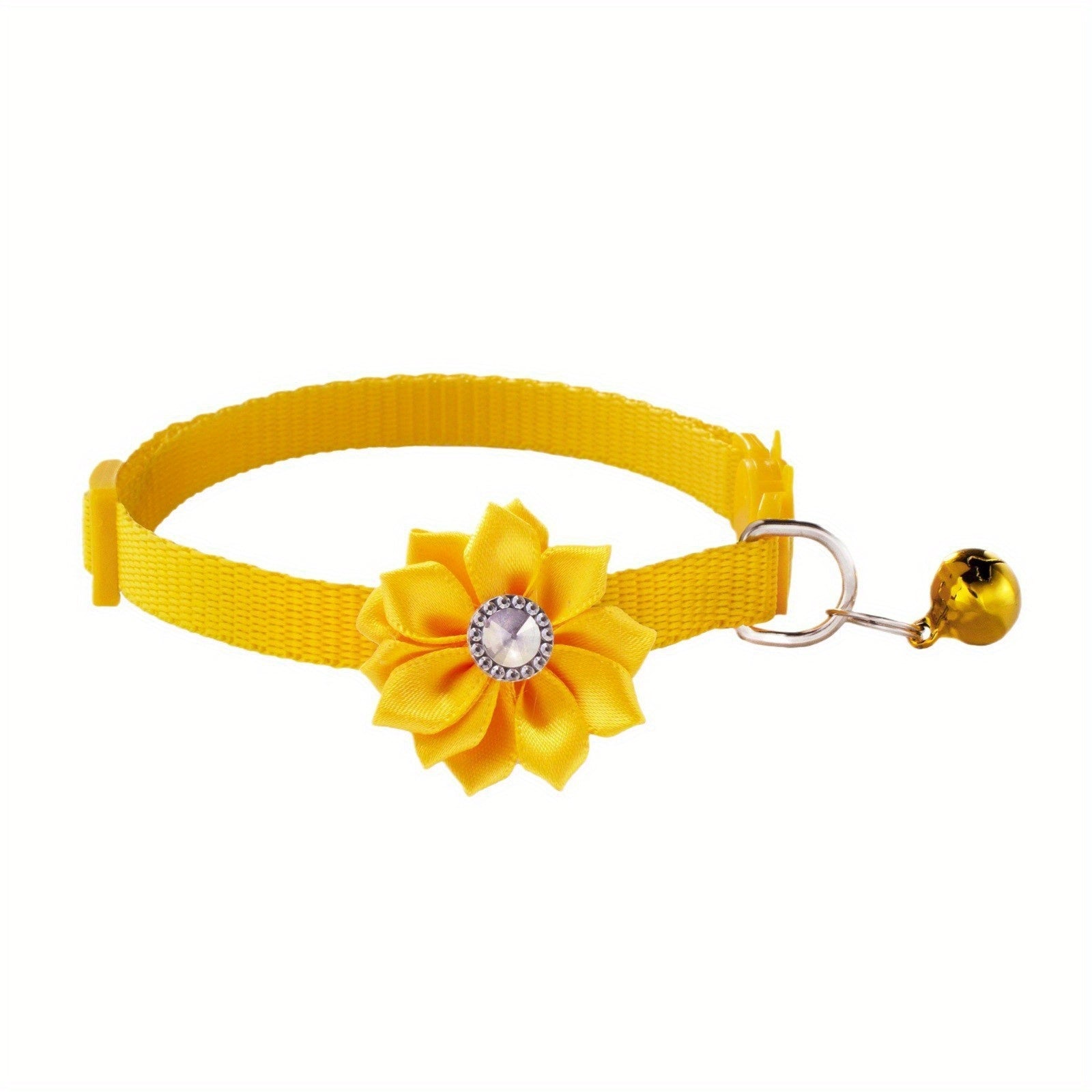 12 Sunflower Pet Collars with Bells Adjustable Polyester for Dogs and Cats Set