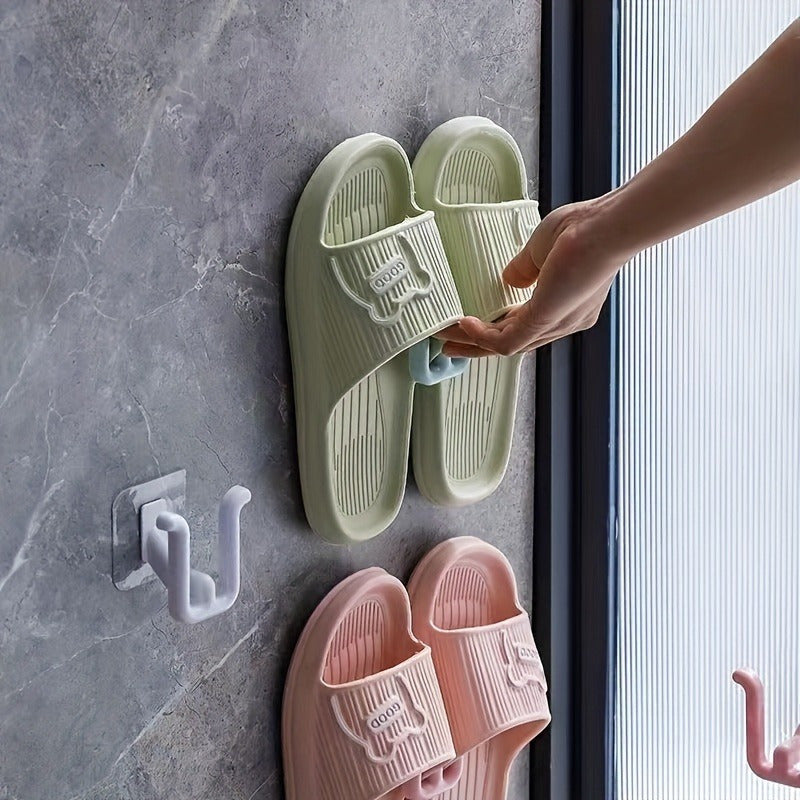 Wall-Mounted Shoe Organizer for Bathroom Dorm Space-Saving Slipper Holder