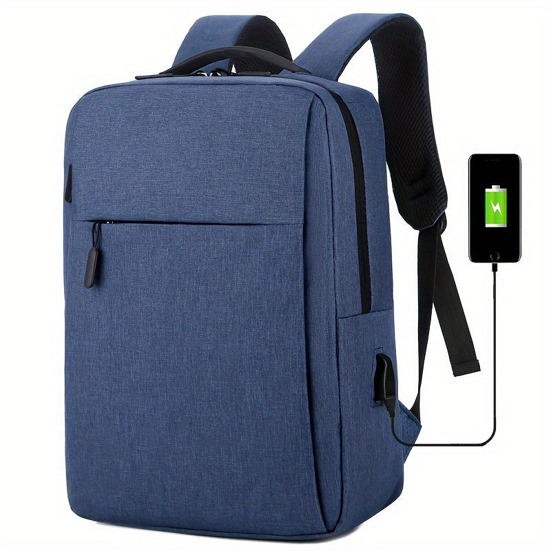 Durable Polyester Laptop Backpack with USB Charging Port for Business and School in Red Gray Blue Black
