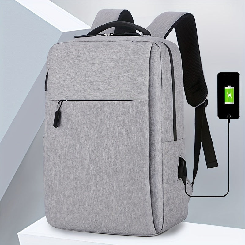 Durable Polyester Laptop Backpack with USB Charging Port for Business and School in Red Gray Blue Black