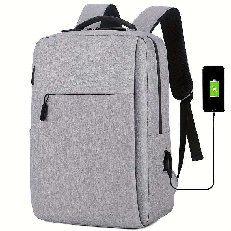 Durable Polyester Laptop Backpack with USB Charging Port for Business and School in Red Gray Blue Black