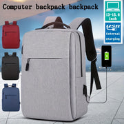 Durable Polyester Laptop Backpack with USB Charging Port for Business and School in Red Gray Blue Black