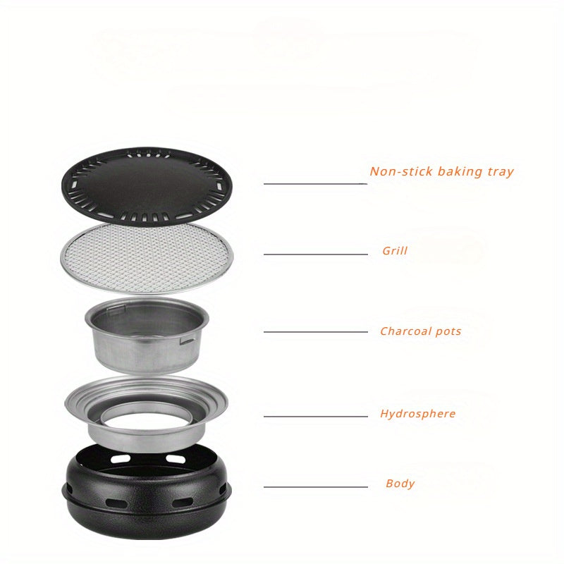 Ochiq havoda foydalanish uchun portativ zanglamaydigan po'latdan yasalgan ko'mir grill.