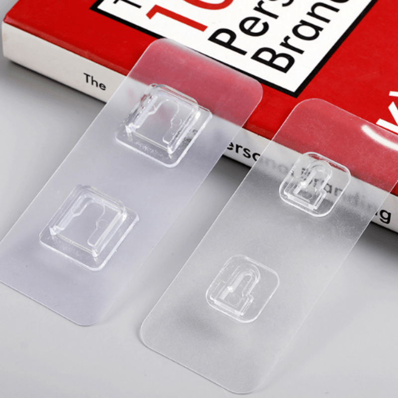 Juego de 3 ganchos de pared autoadhesivos transparentes para cocina y baño, soportan hasta 5.44 kg