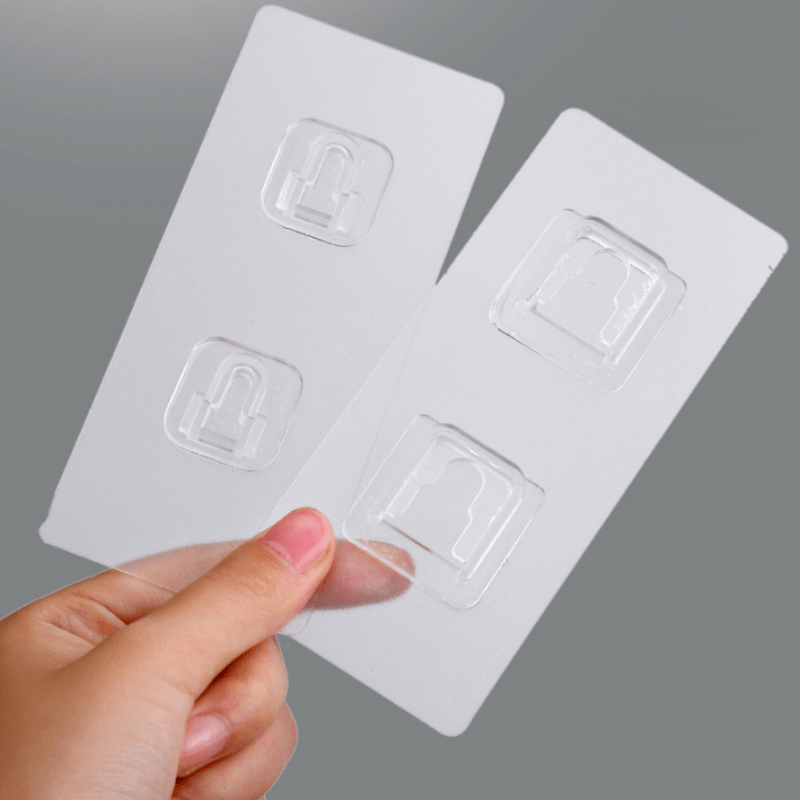 Juego de 3 ganchos de pared autoadhesivos transparentes para cocina y baño, soportan hasta 5.44 kg