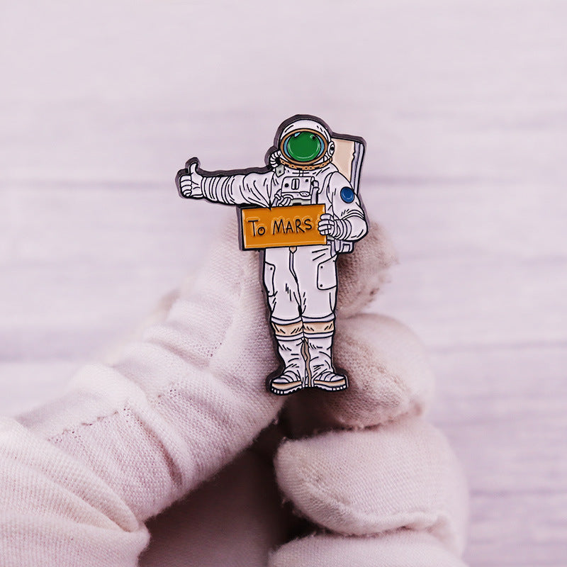 Enamel Pin Astronaut Design Alloy Space Themed Badge for Clothing or Backpacks