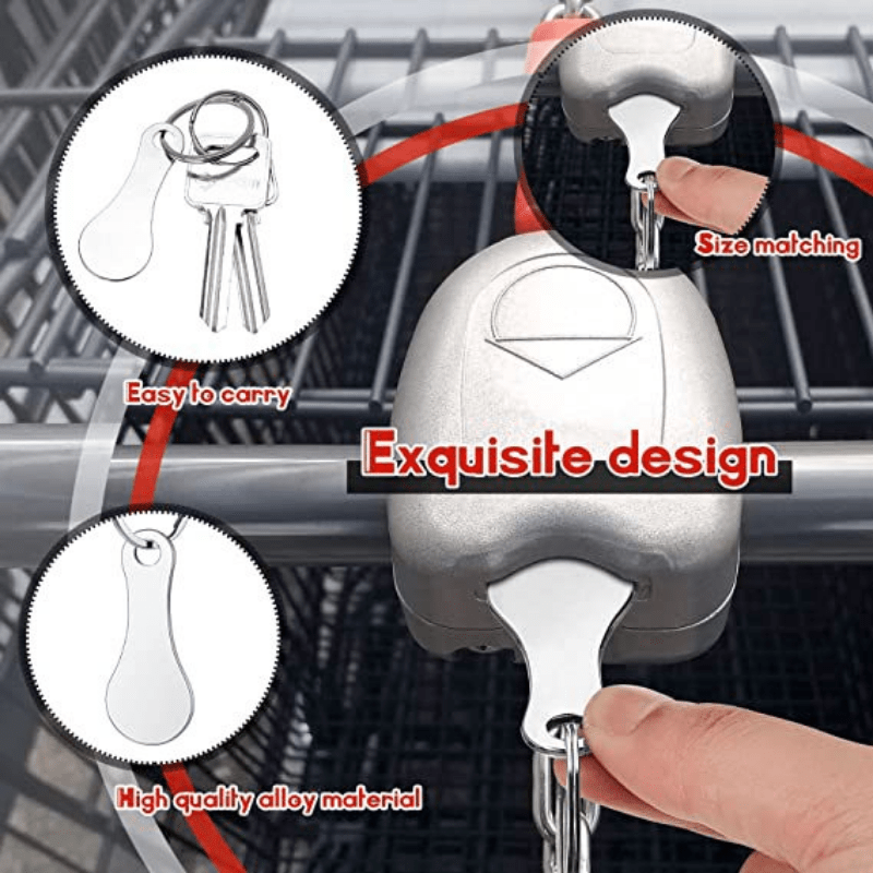 Stainless Steel Shopping Cart Token Key Ring Durable Clip for Supermarket Entry