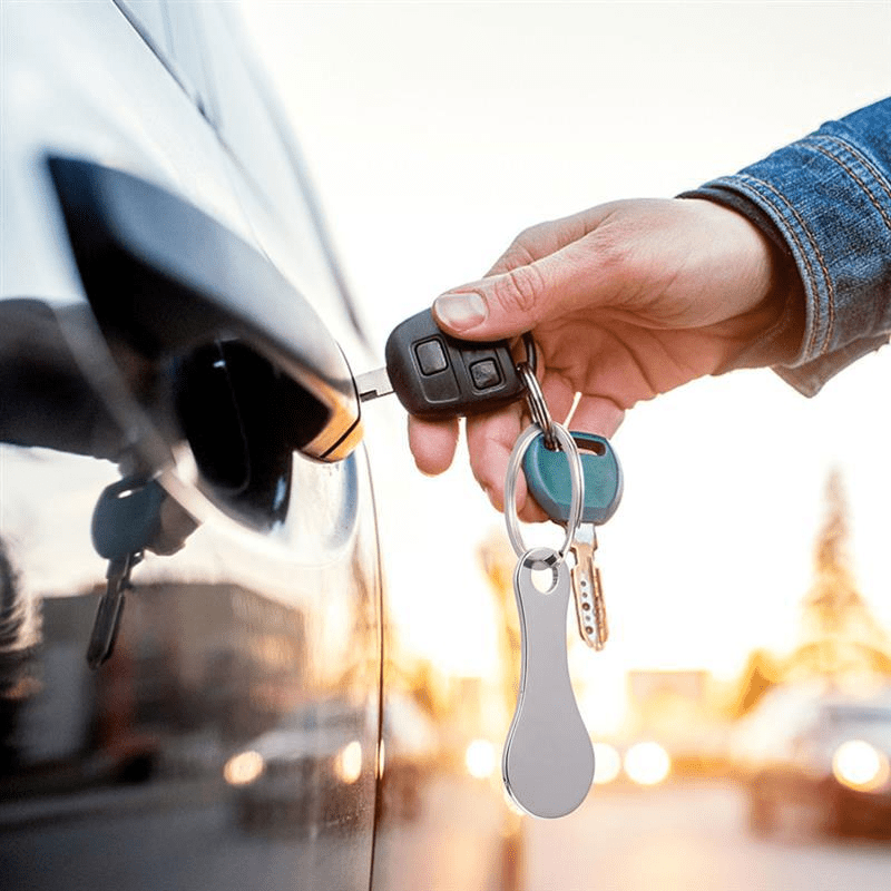 Stainless Steel Shopping Cart Token Key Ring Durable Clip for Supermarket Entry