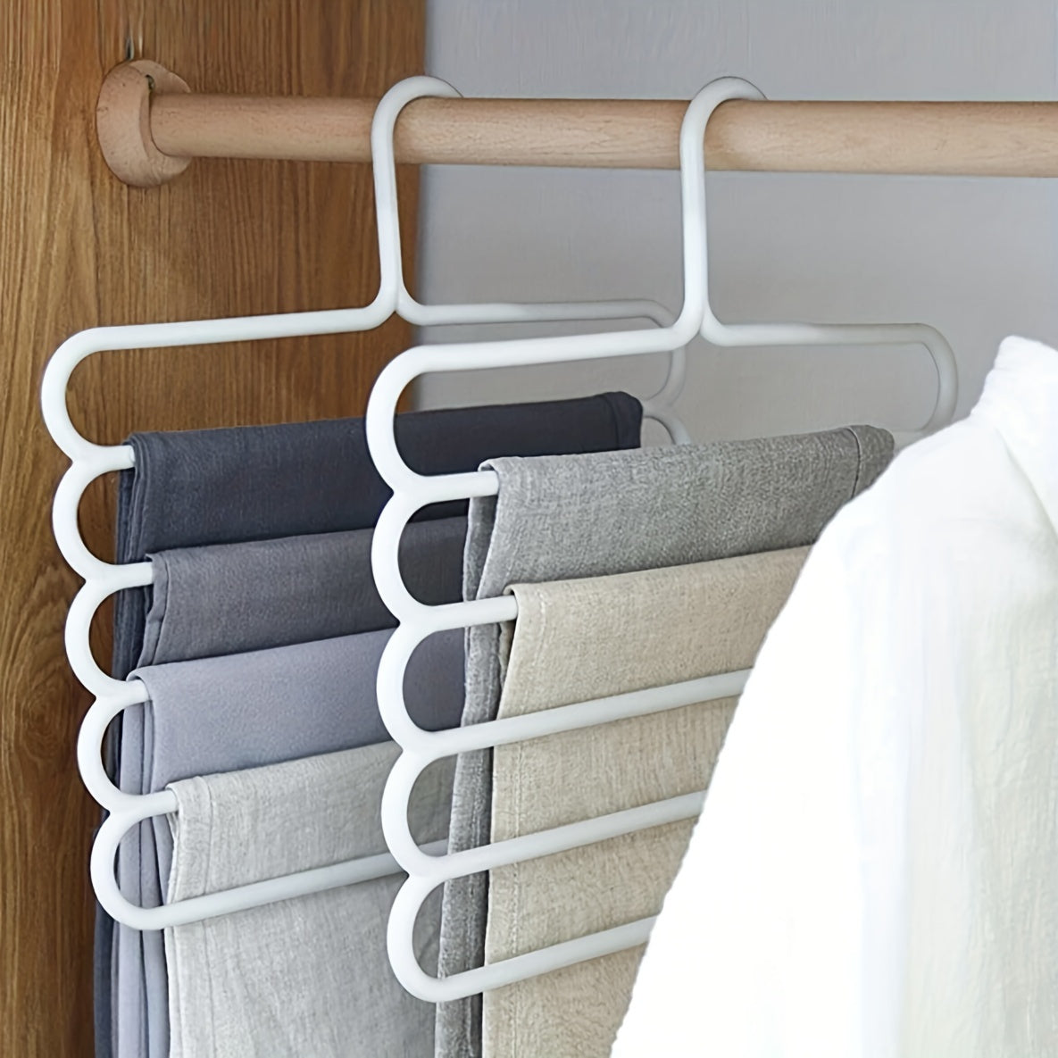 5-Tier Foldable Non-Slip Pants Hanger for Closet Storage