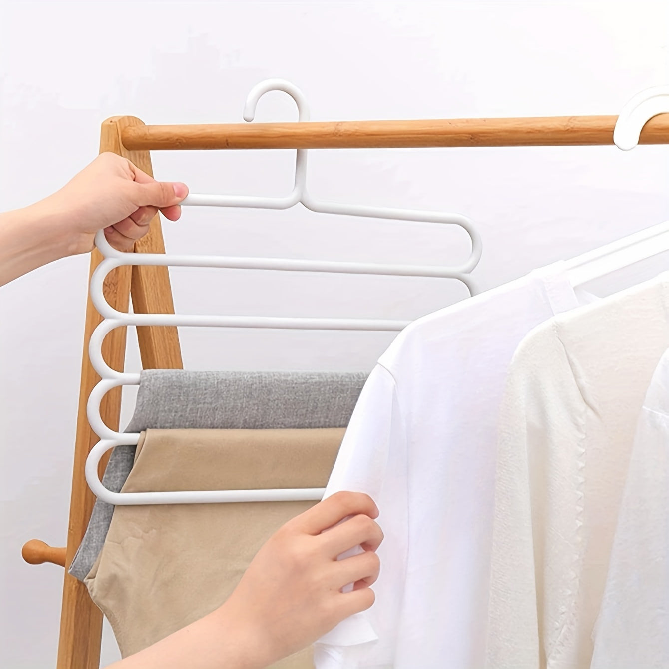 5-Tier Foldable Non-Slip Pants Hanger for Closet Storage