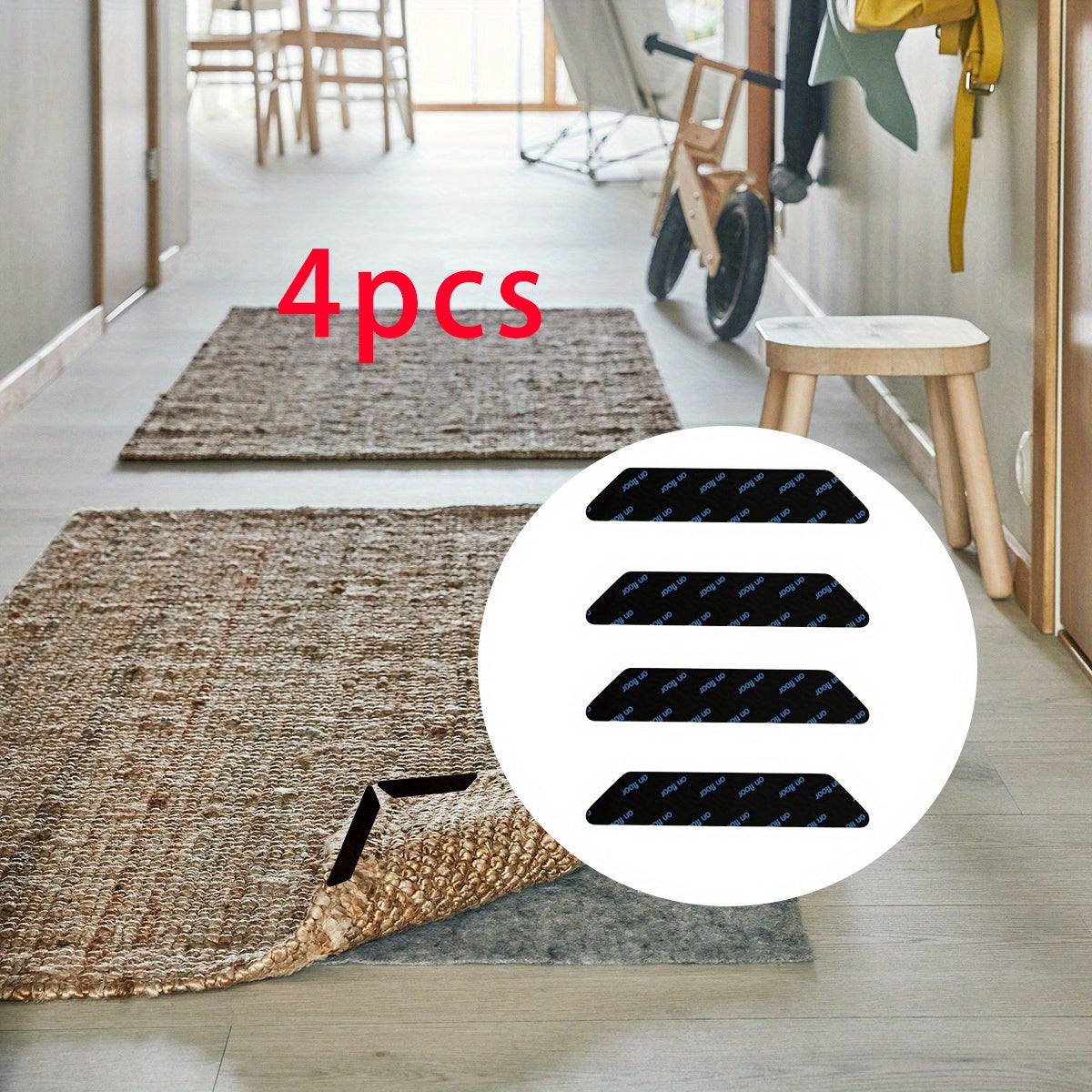 Non-Slip Silicone Rug Grippers Set for Hardwood Floors, Washable and Reusable