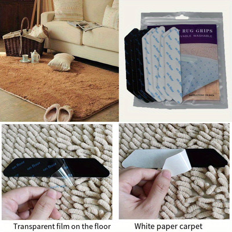 Non-Slip Silicone Rug Grippers Set for Hardwood Floors, Washable and Reusable