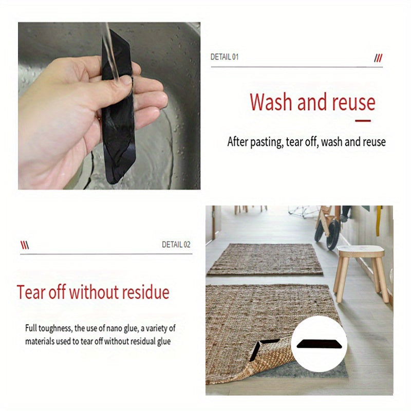 GripMax sirpanmaydigan silikon gilam ushlagichlar to'plami - 4/8/12/32 dona qattiq pol uchun - yuvilishi va qayta ishlatilishi mumkin, qoldiq qoldirmaydigan gilam padlari bilan - xona va yotoq uchun ichki polni himoya qiladi.