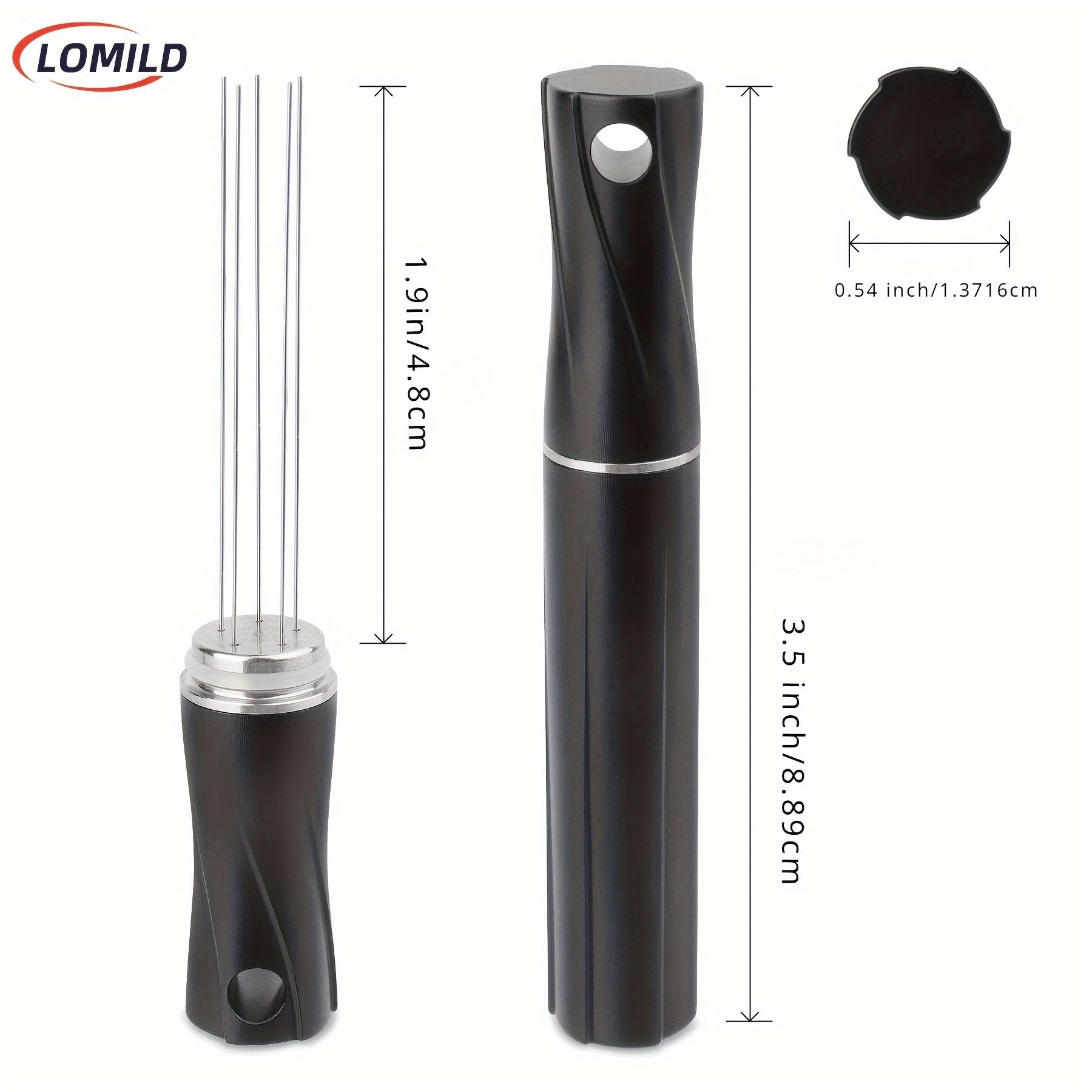 Kofe tajribangizni LOMILD Hexagon Espresso Stirrer bilan yaxshilang - baristalar uchun mo'ljallangan, mustahkam alyuminiy va zanglamaydigan po'latdan yasalgan 5 ignali, 0.4mm kofe kukuni aralashtirgichi.