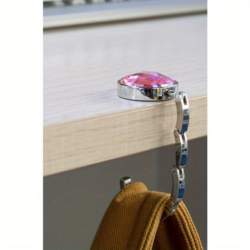 Aluminum Alloy Handbag Hangers Set of 4 or 6 Foldable Purse Hooks with Crystal Decoration