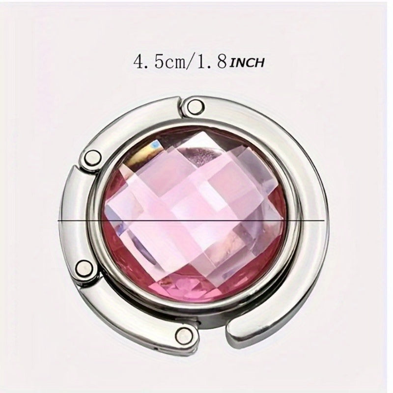 Aluminum Alloy Handbag Hangers Set of 4 or 6 Foldable Purse Hooks with Crystal Decoration