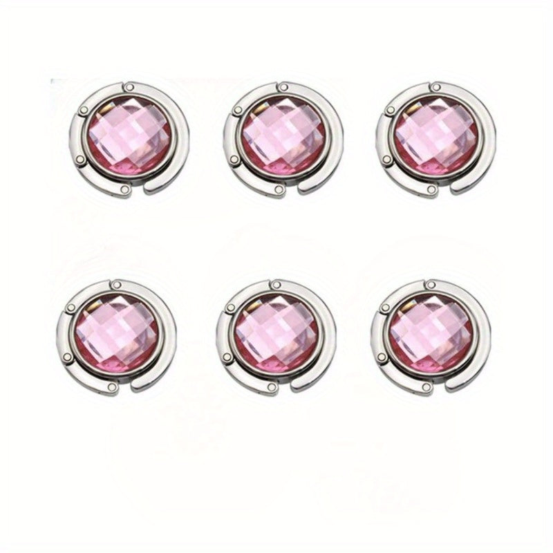 Aluminum Alloy Handbag Hangers Set of 4 or 6 Foldable Purse Hooks with Crystal Decoration