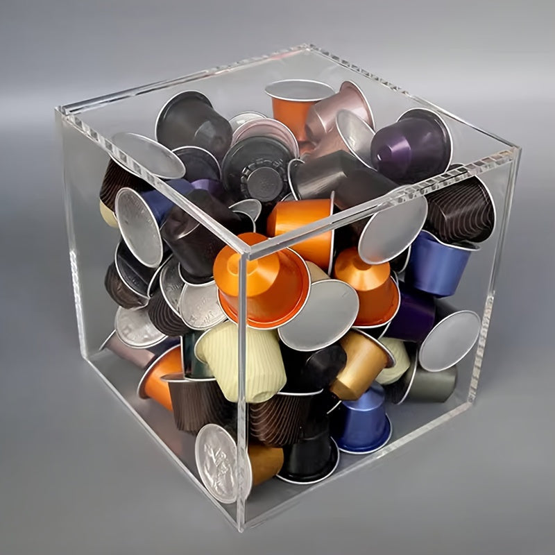 Acrylic Coffee Pod Storage Box with Flip Lid Transparent Capsule Organizer