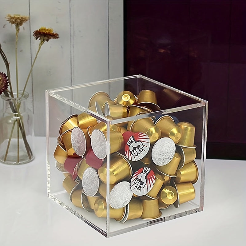 Acrylic Coffee Pod Storage Box with Flip Lid Transparent Capsule Organizer