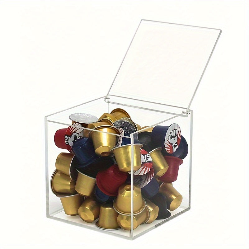 Acrylic Coffee Pod Storage Box with Flip Lid Transparent Capsule Organizer