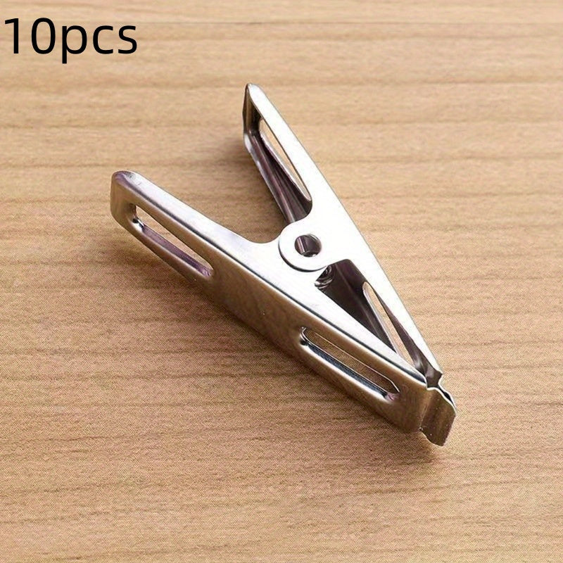Set of 10/20/40 Heavy Duty Stainless Steel Clothespins and Binder Clips for Hanging Clothes and Sealing Food
