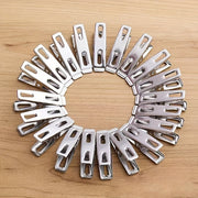 Set of 10/20/40 Heavy Duty Stainless Steel Clothespins and Binder Clips for Hanging Clothes and Sealing Food