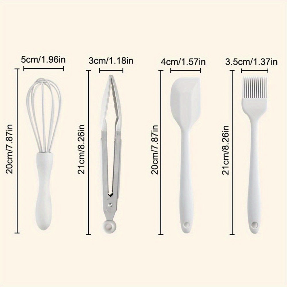 Silicone Kitchen Utensils Set Non-Stick Mini Cooking Tools with Spatula and Whisk