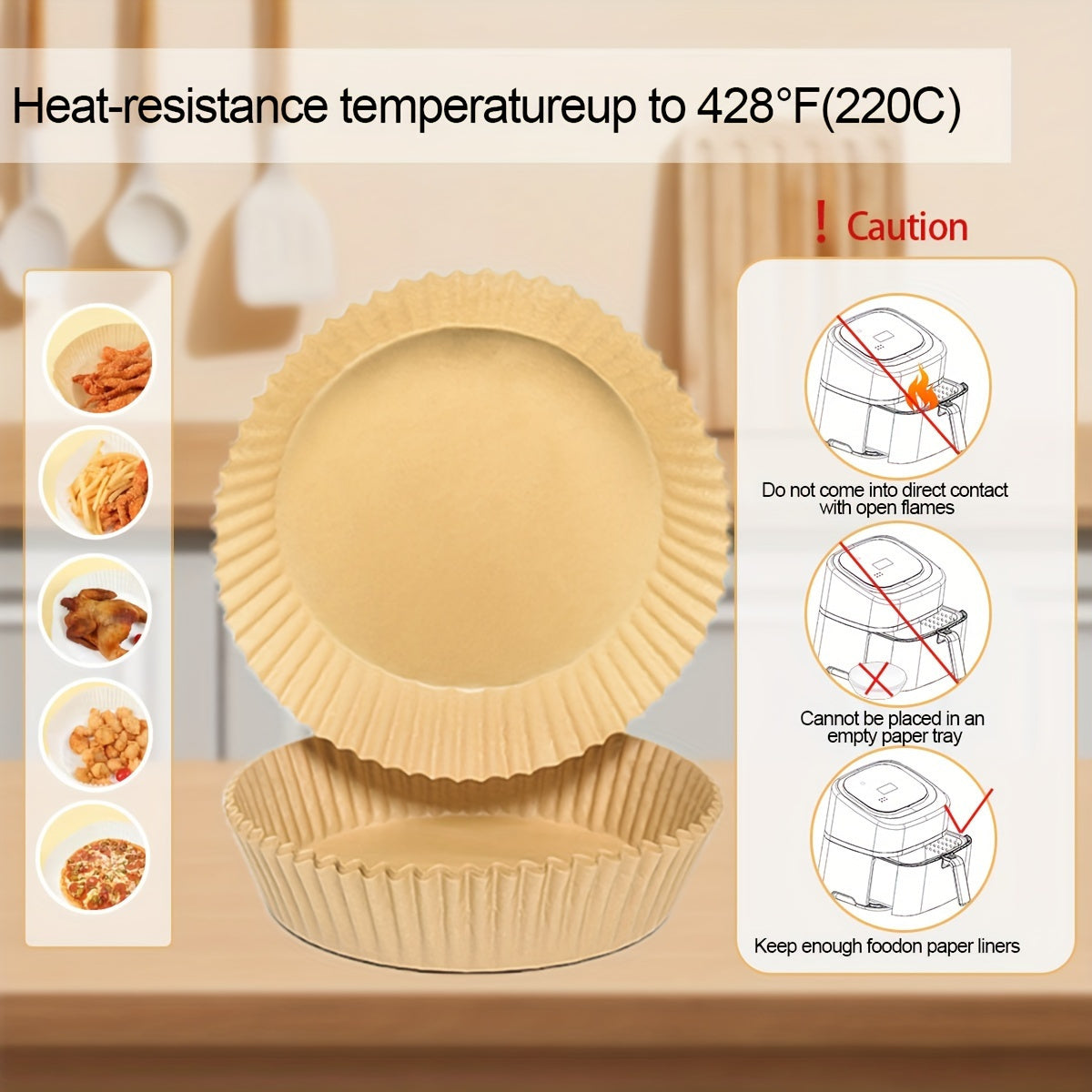 Pack of 50 Non-Stick Silicone Air Fryer Liners for Safe Cooking