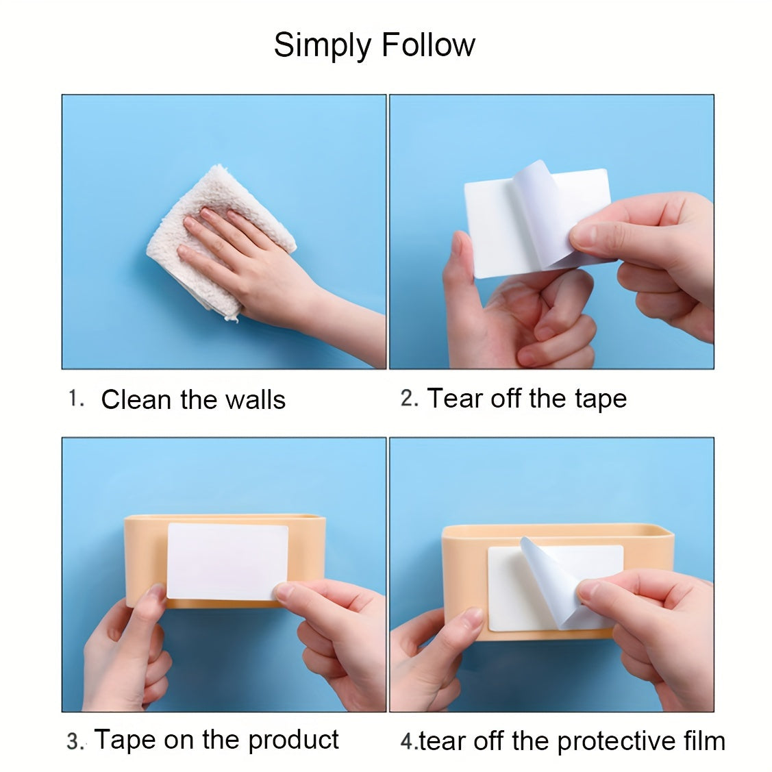 Wall Organizer for Cosmetics and Remote Controls with Durable Plastic Bins