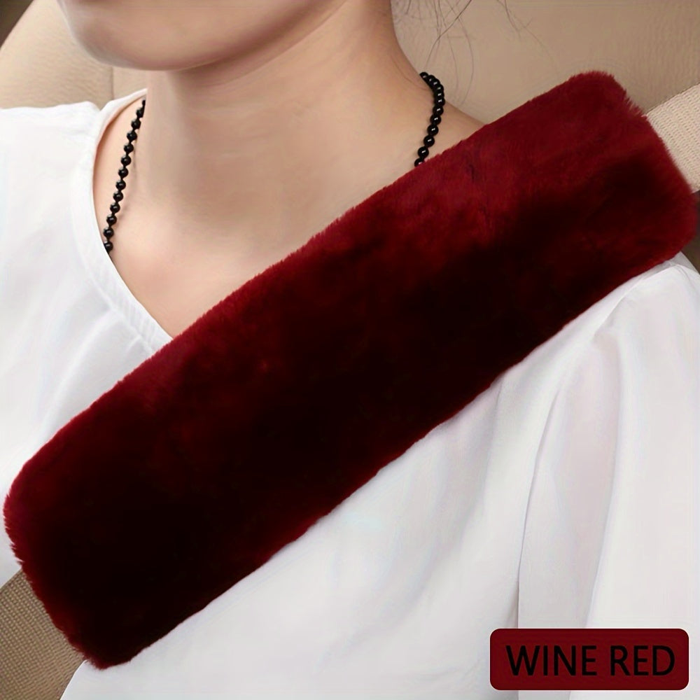 Faux Fur Car Seat Belt Pads Soft Plush Shoulder Cushion Anti-Slip