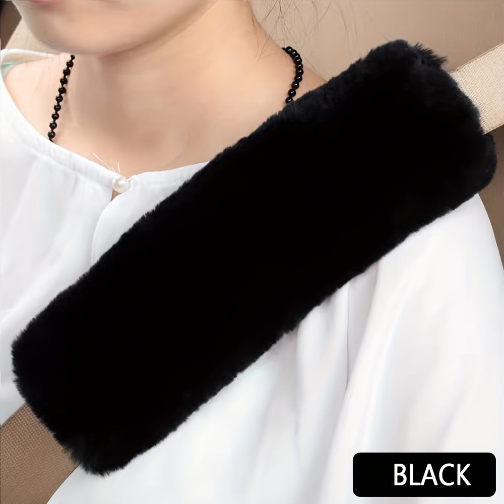 Faux Fur Car Seat Belt Pads Soft Plush Shoulder Cushion Anti-Slip
