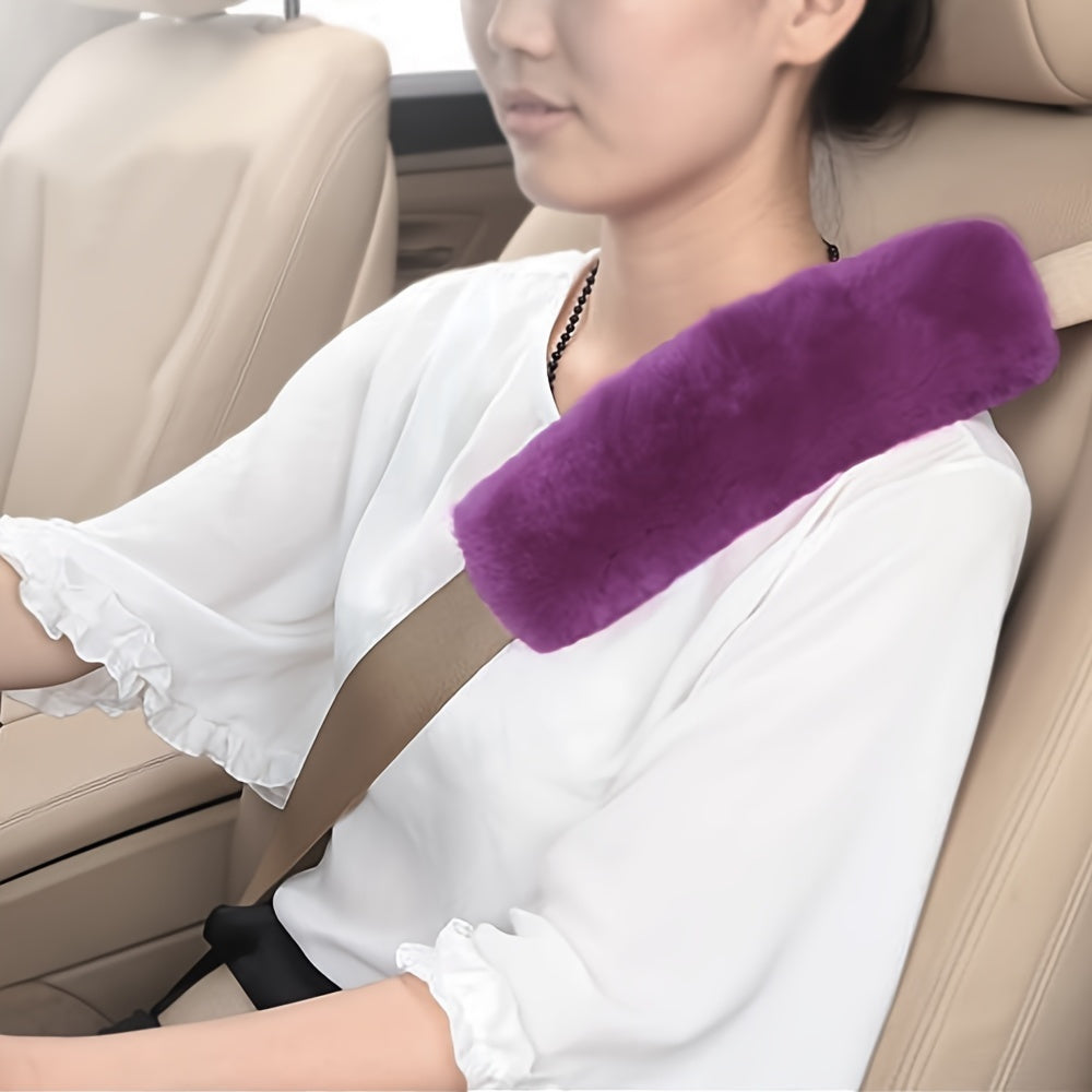 Faux Fur Car Seat Belt Pads Soft Plush Shoulder Cushion Anti-Slip